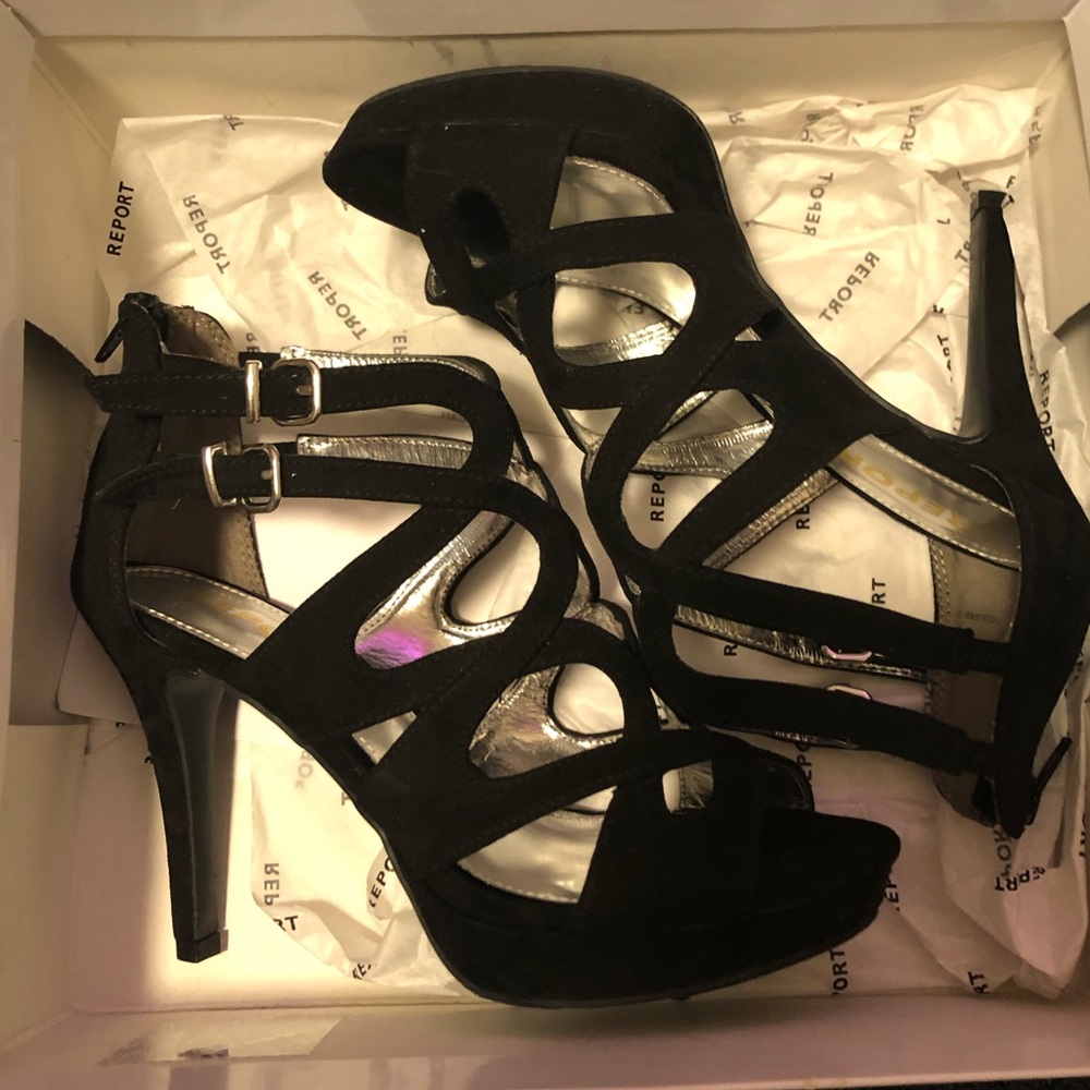 Black sude heels